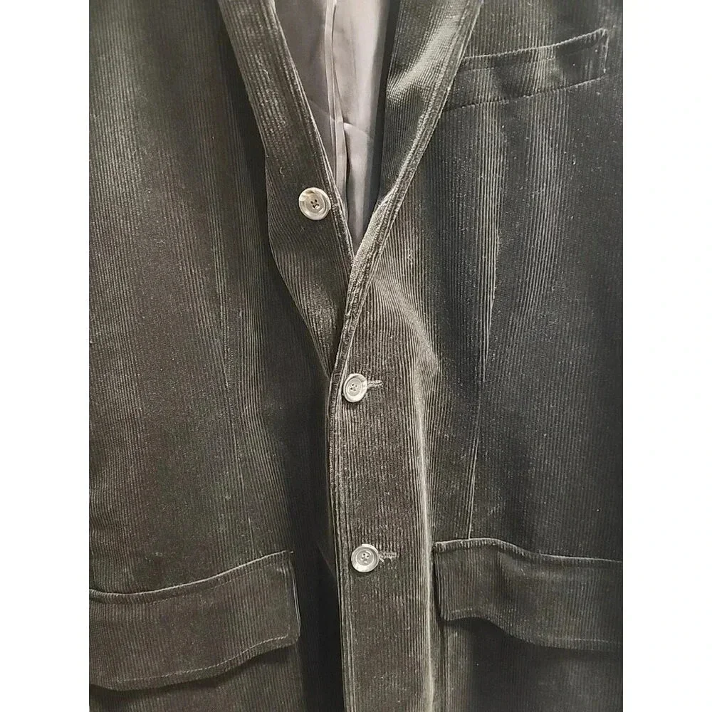 Polo Ralph Lauren Men's Corduroy Blazer 3 Button Black Sz 44 L Long 100% Cotton